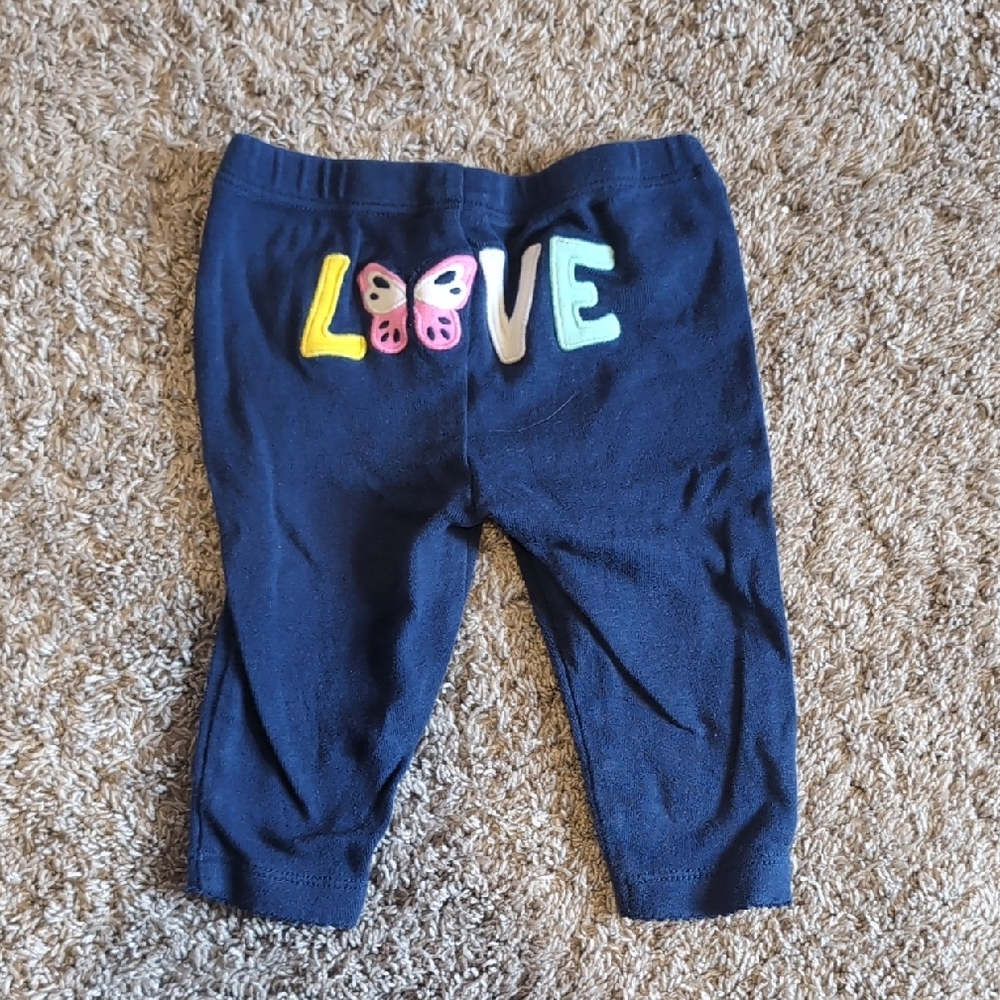 Carter's Blue and Yellow Leggings with Love Design